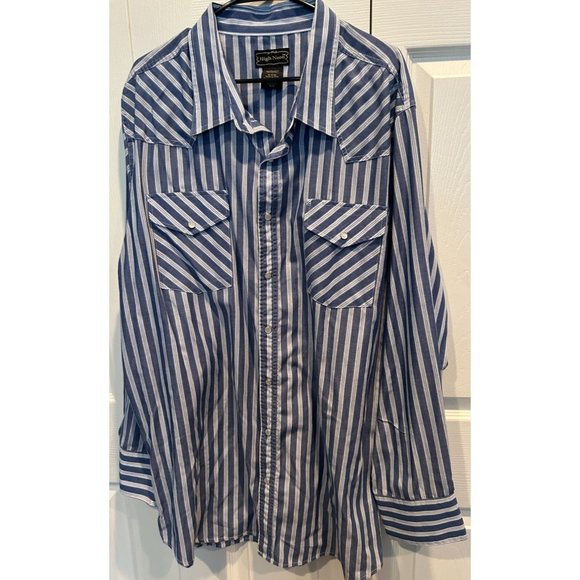 High Noon Men's Long Sleeve Western style Shirt size 2XL Tall, Blue White Stripe - Picture 1 of 4